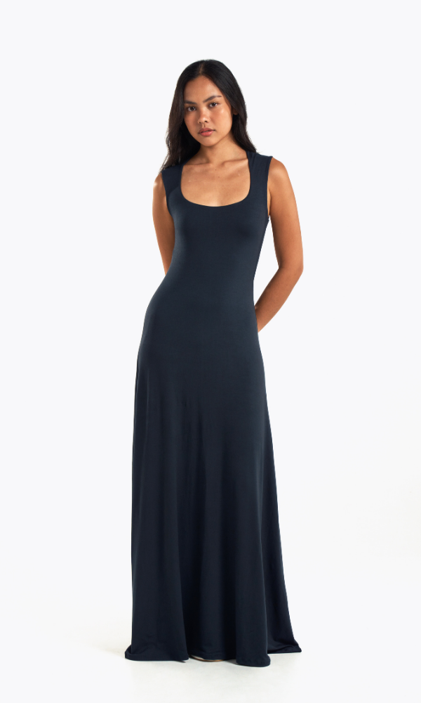 Wide Square Neck Flared Dress
