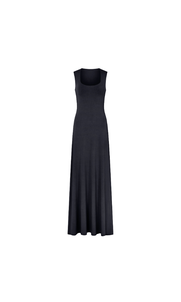 Wide Square Neck Flared Dress