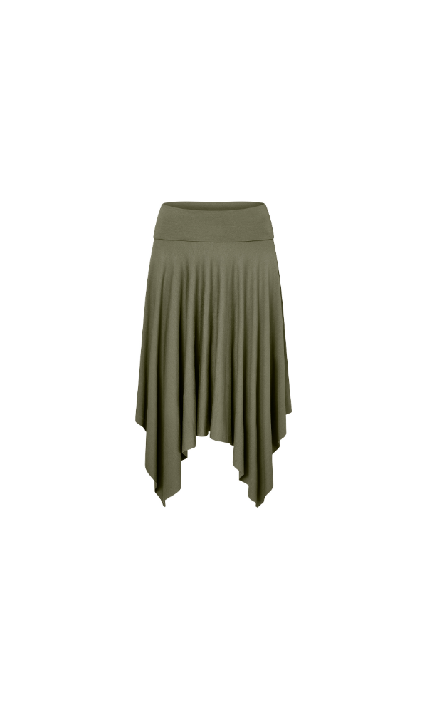 Asymmetric Fold Over Skirt - Moss