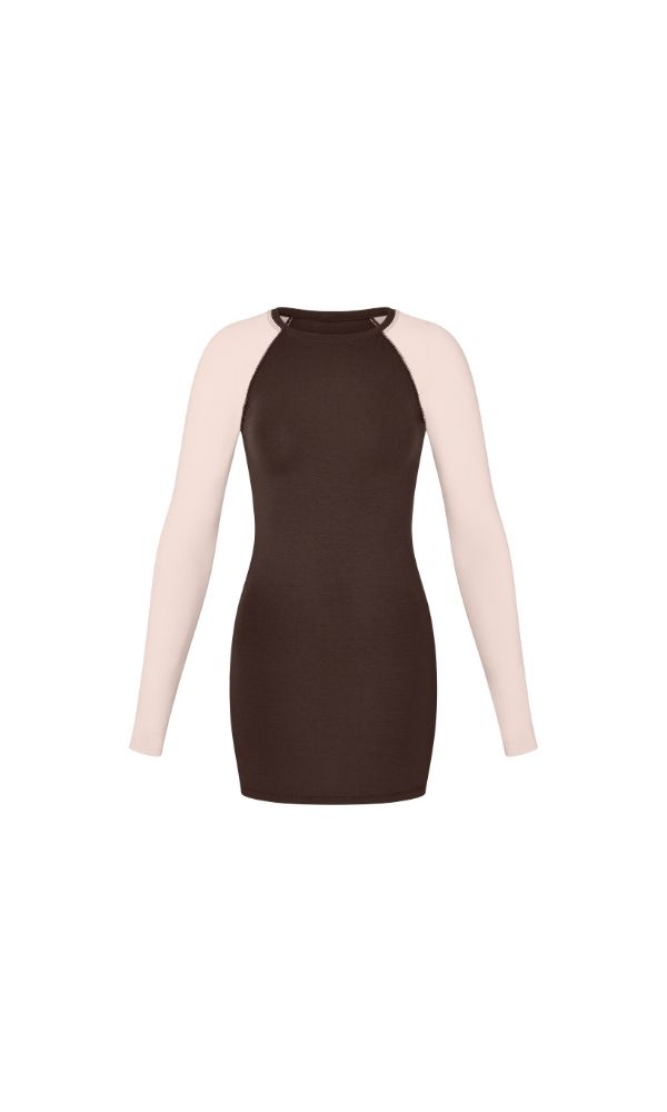 Raglan Mini Dress Powder - Brown